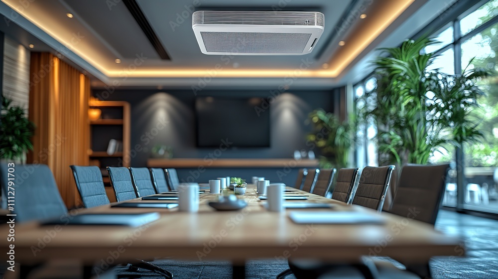 Aufkleber excellent 4k projector mounted in the conference room ceiling with ample copy space projector during