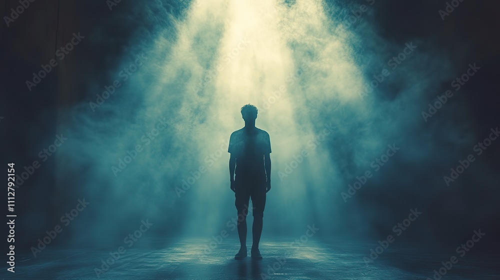 Poster faith heavenly background silhouette of a man standing in front of a light source
