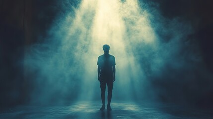 faith heavenly background silhouette of a man standing in front of a light source