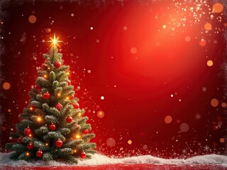 Obraz premium red christmas tree generative ai