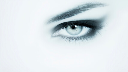 Mesmerizing Gaze of Captivating Female Eyes Radiating Beauty Against a Pristine White Backdrop