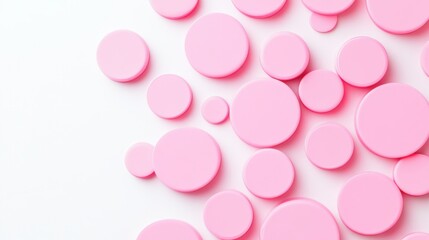 Collection of pink circles of varying sizes, scattered across a white background