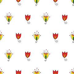 seamless repeat pattern with beautiful and colorful floral motifs on a white background perfect for fabric, scrap booking, wallpaper, gift wrap projects