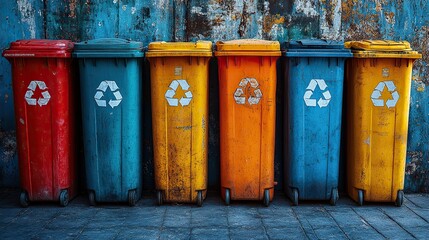 Obraz premium garbage bins with colors for recyclin