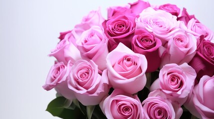 Obraz premium pink roses bouquet on white background