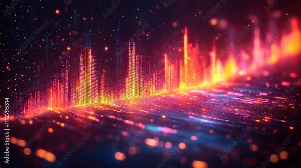 Poster graph analytical chart on transparent background in bokeh styl