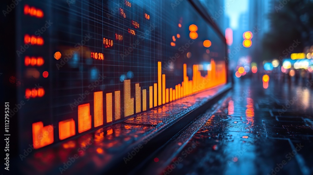 Poster graph analytical chart on transparent background in bokeh styl