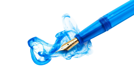 Blue fountain pen transparent background