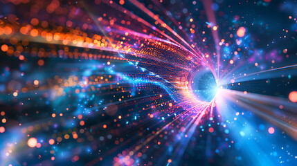 Naklejka premium Quantum computing breakthrough visualizing data flow in a digital universe