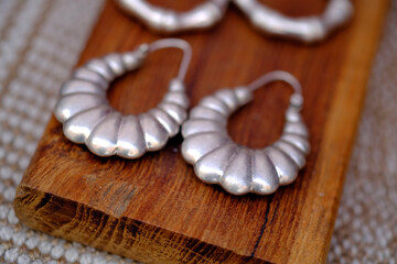 Indian Handcrafted jewellery and bangles displayed in local shop in a market of Pune, India, silver oxidised jewellery, Gold, Silver as beauty accessories by Indian women.