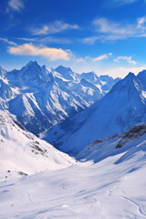 snow-capped mountain peaks Generative AI