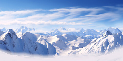 Fototapeta premium snow-capped mountain peaks Generative AI
