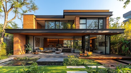 Obraz premium home facade with sliding glass door