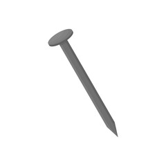Iron nail in cartoon style on a white isolated background. Tool for construction. Beautifully drawn nail.
