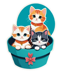 cartoon kittens in a box vector