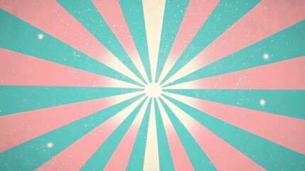 Colorful Retro Sunburst Background in Pastel Tones for Designs
