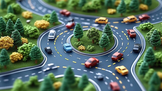 isometric map fragment 3d perspective highway road traffic mbse model cross section white backgroun