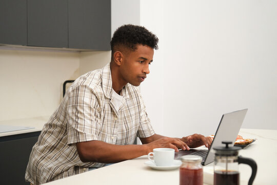 Young Black Man Enjoys Relaxed Moments at Home Together