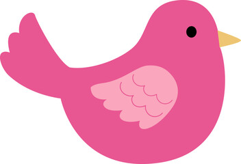 Cute pink bird flat vector icon.Transparent background.