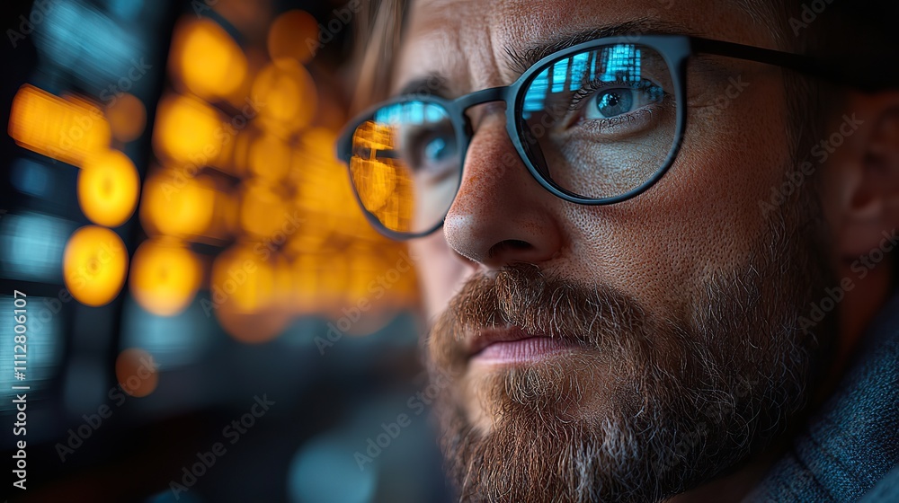 Aufkleber it professionals examining data across several screens it specialists bokeh side vie