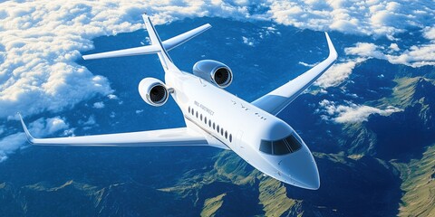 Fototapeta premium High above the clouds, a sleek aircraft glides gracefully, embodying the essence of freedom and innovation celebrated on Civil Aviation Day