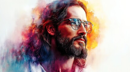 jesus christ in worship abstract watercolor background digital watercolor painting