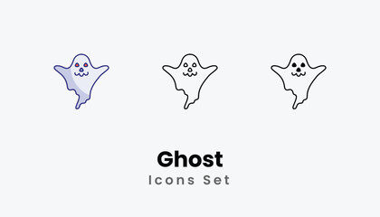 Ghost Icons thin line and glyph vector icon stock illustration