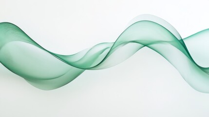 Naklejka premium Soft Green Waves on a White Background