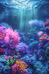 Fototapeta premium underwater world corals fish Generative AI