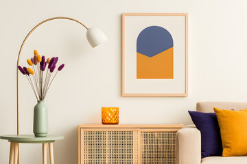 Artistic and Unique Stylish Modern Living Room with Bold, Creative Decor, Sleek Furniture, and Vibrant Colour Accents, Creating a Contemporary and Inviting Atmosphere