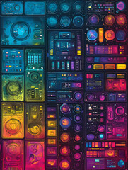 Obraz premium Colorful futuristic interface design elements.