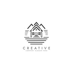 Simple modern home house or real estate logo design