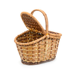 Obraz premium wicker basket with lid isolated on white