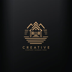 Simple modern home house or real estate logo design
