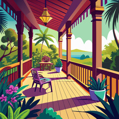 Colorful balcony with plants