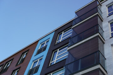 Modern architecture showcases vibrant colors in Noblessner, Tallinn, Estonia during a sunny day in 2024