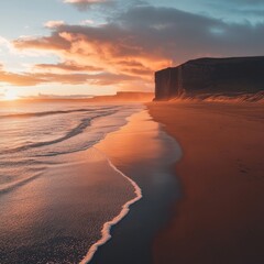 Golden Hour Embrace on Icelandic Coastal Cliffs