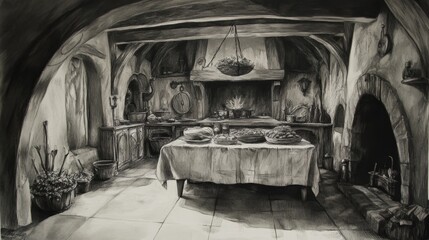 The Stone Hearth Kitchen A Medieval Culinary Scene