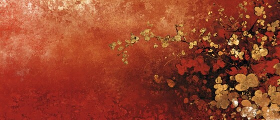 Fototapeta premium Chinese New Year A red background with a tree in the foreground