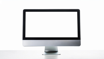 Fototapeta premium Computer monitor with blank screen isolated on white backdrop. Mock-up.
