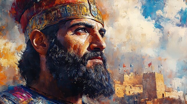 nebuchadnezzar king of babylon digital watercolor illustration