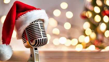retro microphone with red background