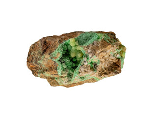Annabergite is an arsenate mineral consisting of a hydrous nickel arsenate