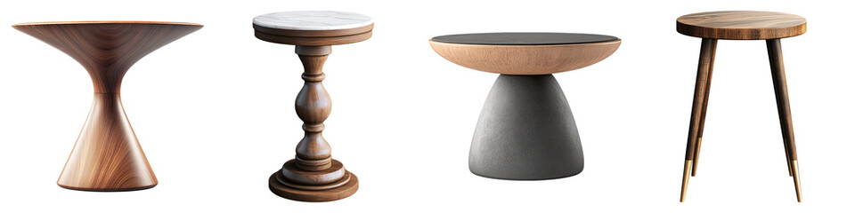 Freestanding accent table isolated on transparent background, Set of