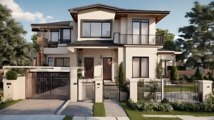Fototapeta premium front view of a house real estate 
