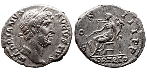Imperio Romano, Adriano AR Denário. Roma, 118 d.C. 