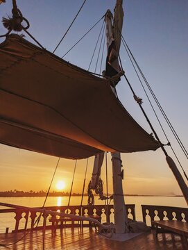 Sunset over the Nile from a sailboat