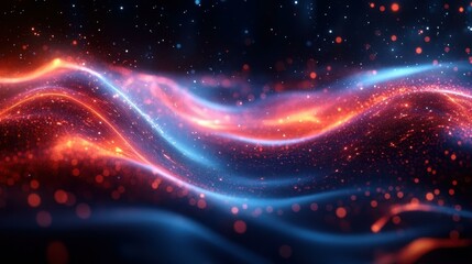 Fototapeta premium An Undulate across Dynamic abstract artwork featuring a blend of vibrant hues flowing lines and glowing dots