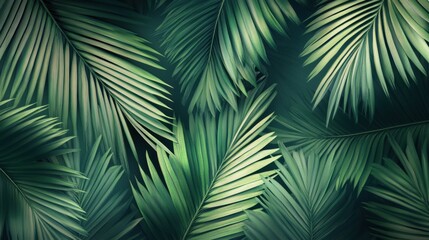 Lush green palm leaves create a vibrant and tropical backdrop, invoking a sense of nature's serenity.