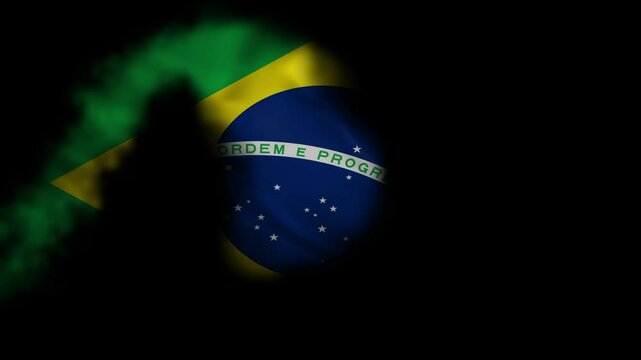 A 3D illustration of the national flag of Brazil (bandeira do Brasil) waving, seamless animated background in 4K. Brazil Independence Day september 7th.